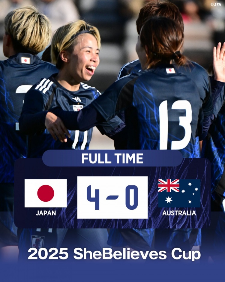  熱身賽日本女足4-0澳大利亞女足，田中美南2射1傳&長谷川唯任隊長