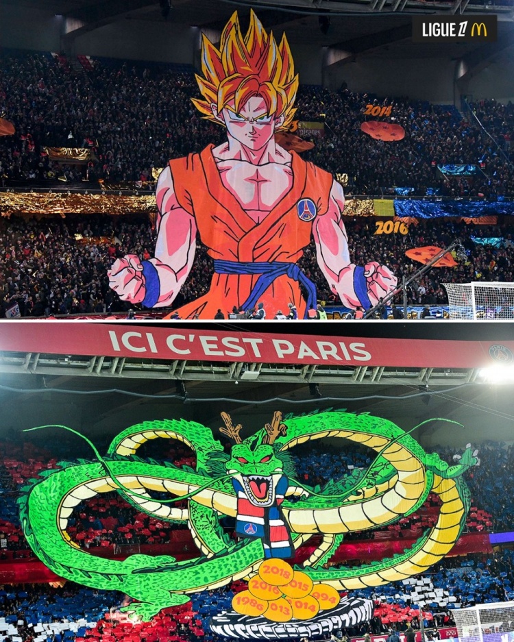  逝世一周年，法甲官推曬昔日巴黎主場龍珠TIFO：鳥山明經(jīng)典永存