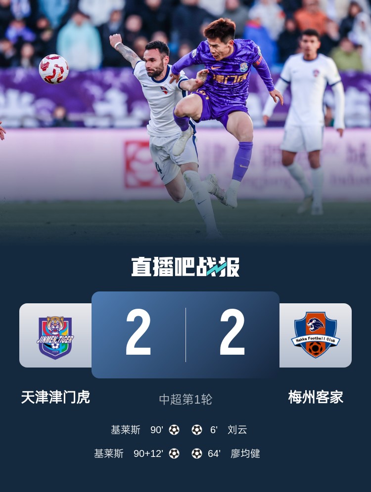  和風勁吹！今日下午中超4場比賽全部以平局收場